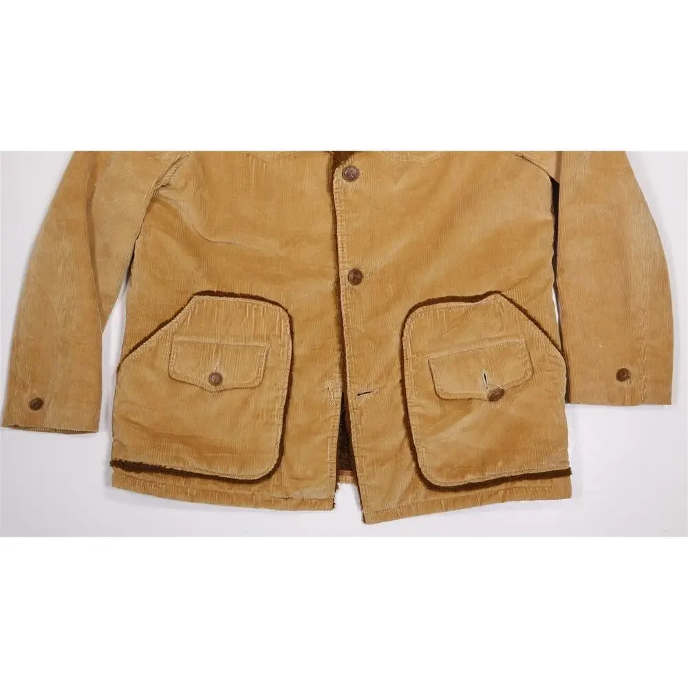 Silton California Vintage 70s Brown Corduroy Sherpa Shearling Rancher Coat Large